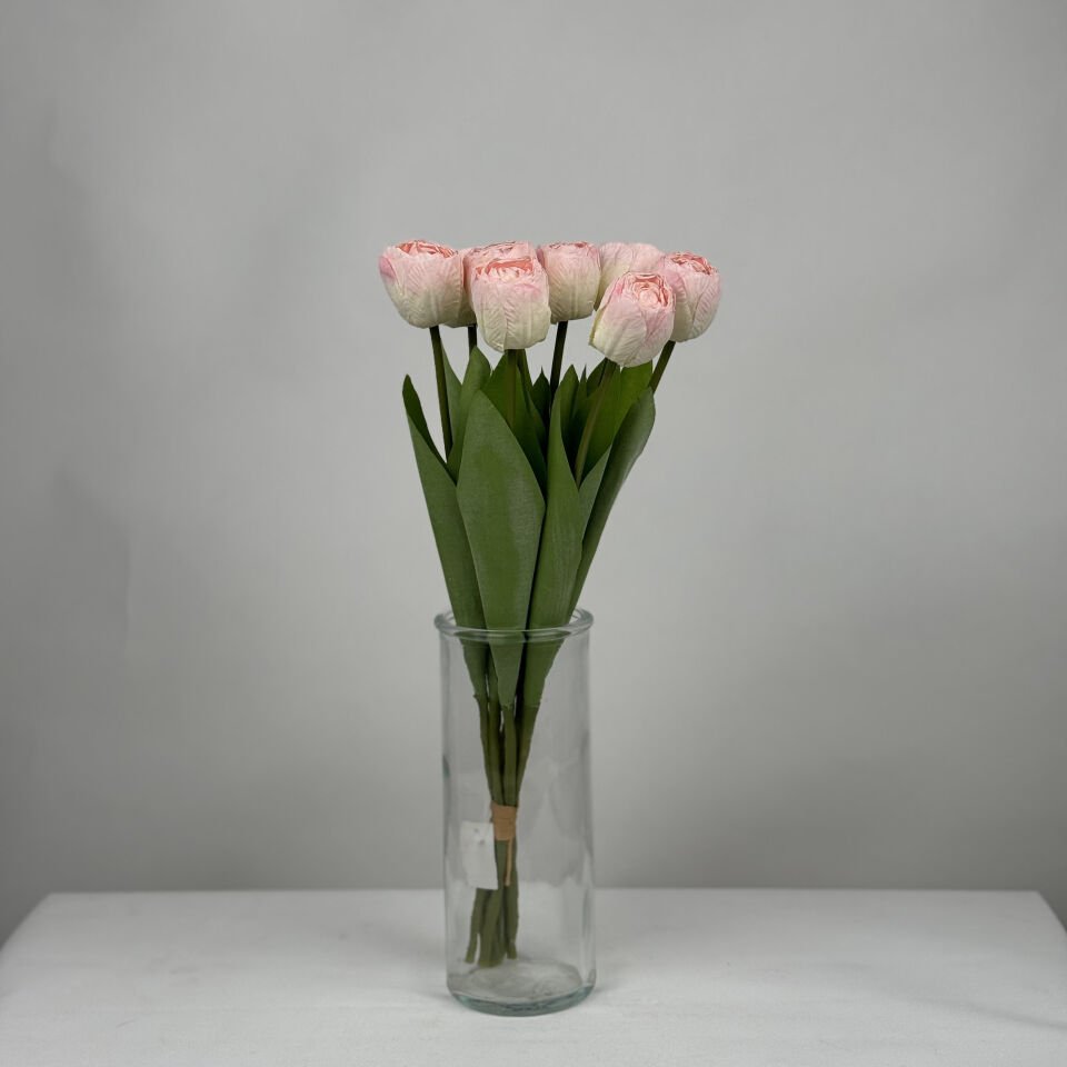 Yapay Çiçek 8'li Kuru Model Dağ Lalesi Demeti 40 cm Toz Pembe