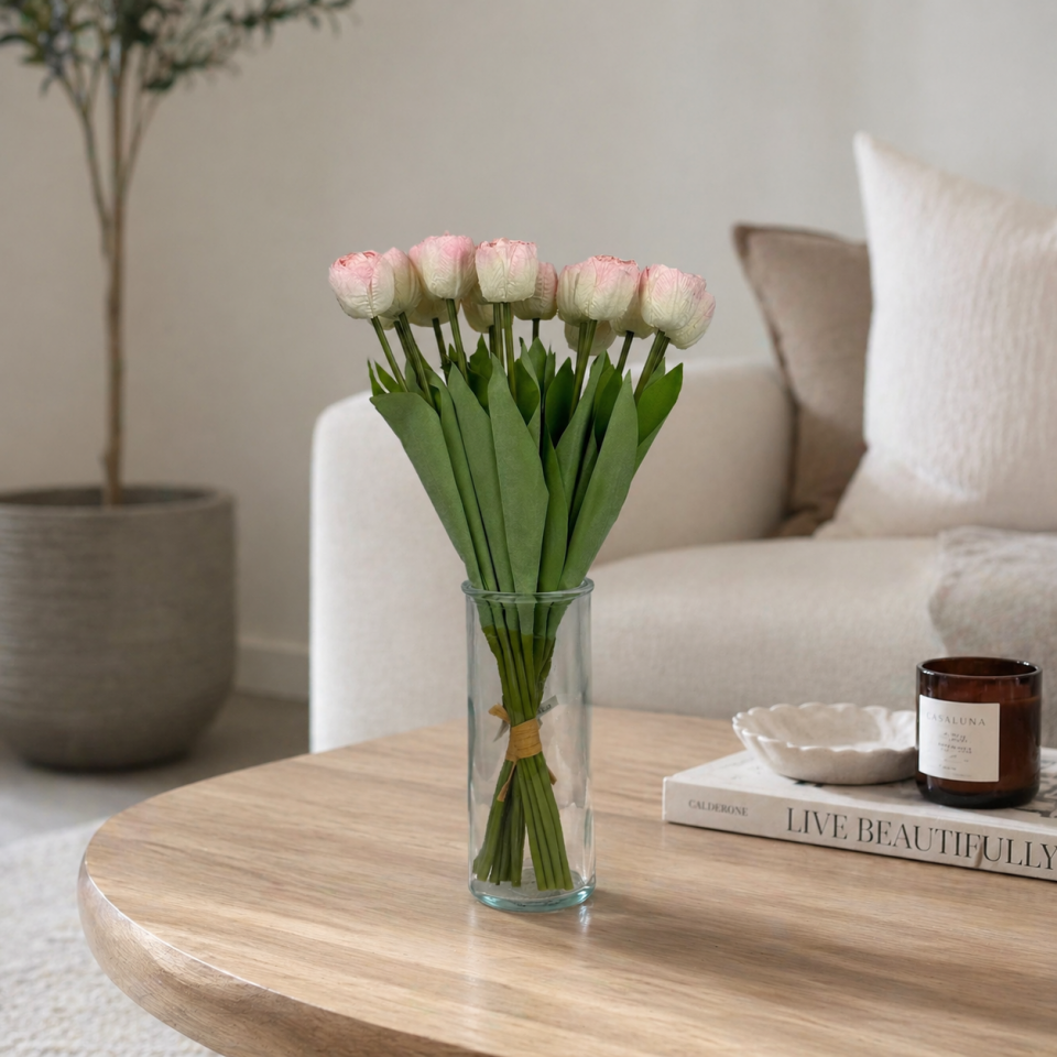 Yapay Çiçek 8'li Kuru Model Dağ Lalesi Demeti 40 cm Toz Pembe