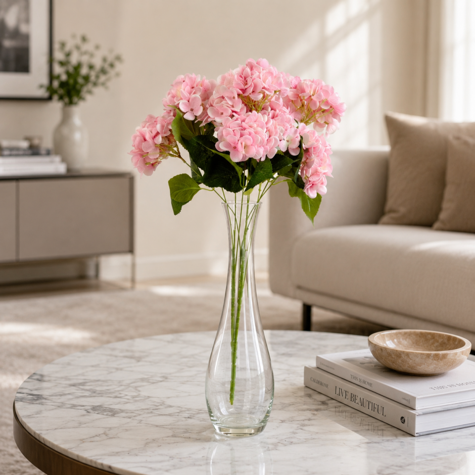9 dallı uzun ortanca Soft pembe