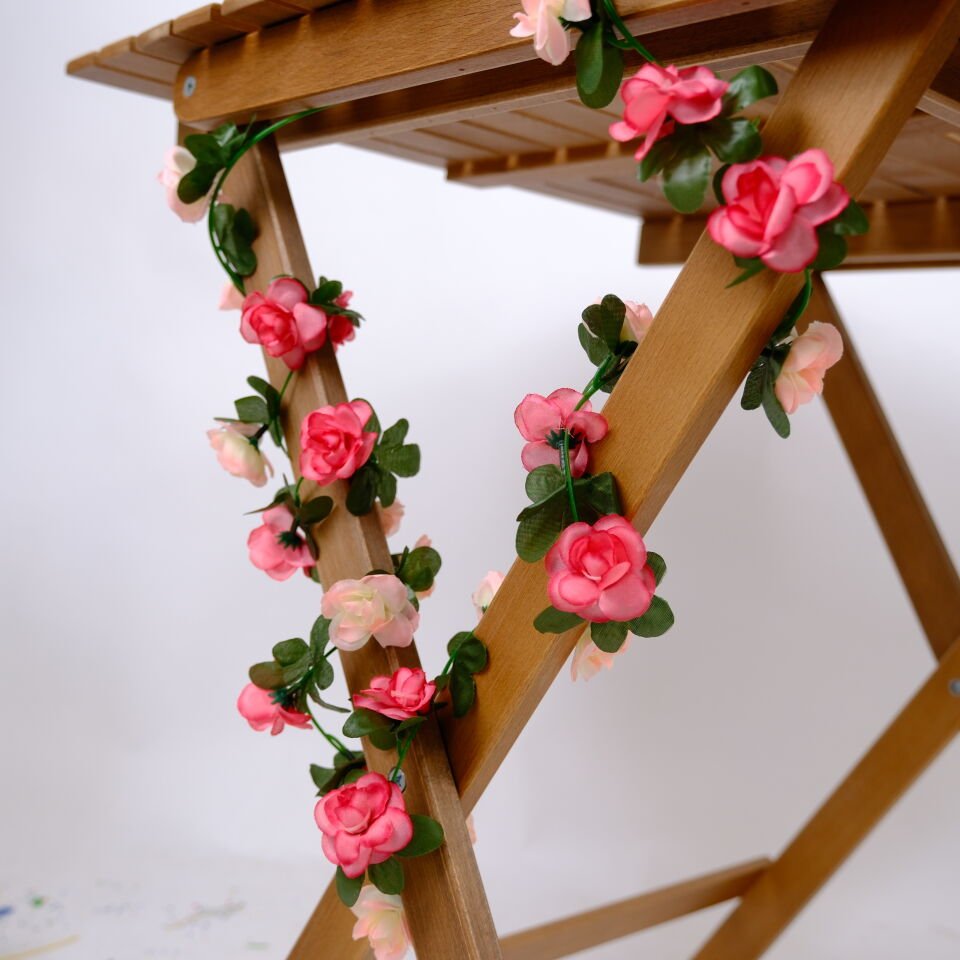 Yapay Mini Güllü Sarmaşık Pembe Somon