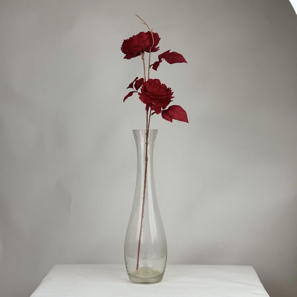 Yapay 2 Güllü Şakayık Çiçeği Dalı 77 cm Kırmızı