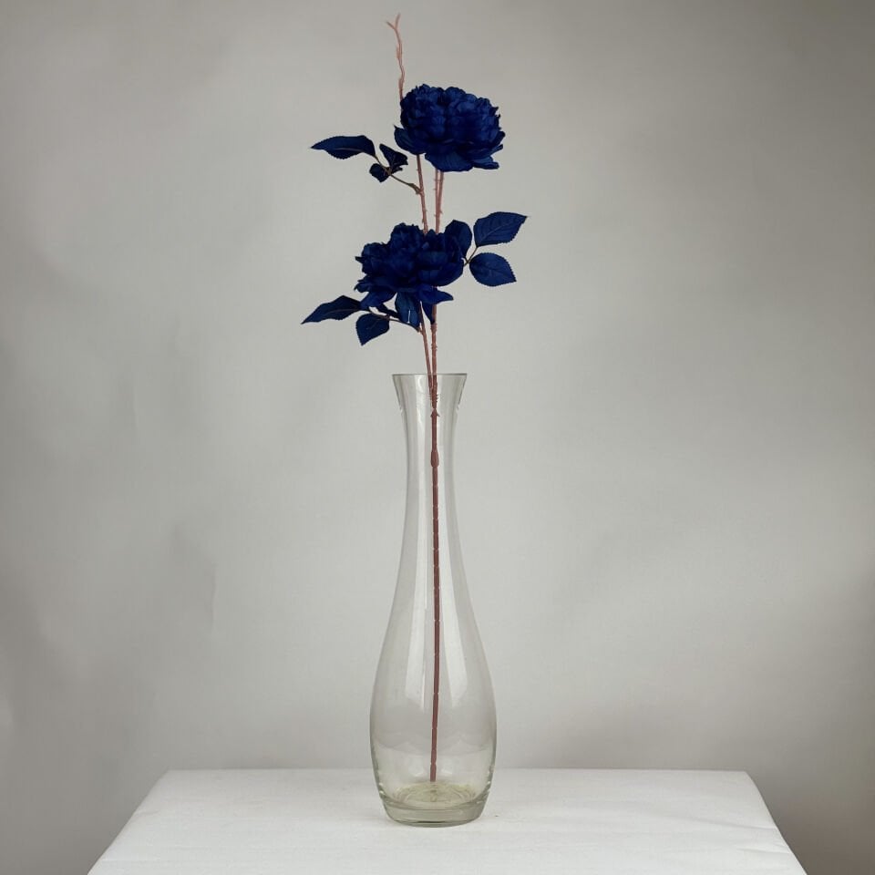 Yapay 2 Güllü Şakayık Çiçeği Dalı 77 cm Lacivert