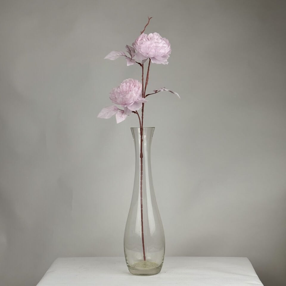 Yapay 2 Güllü Şakayık Çiçeği Dalı 77 cm Pudra Pembe