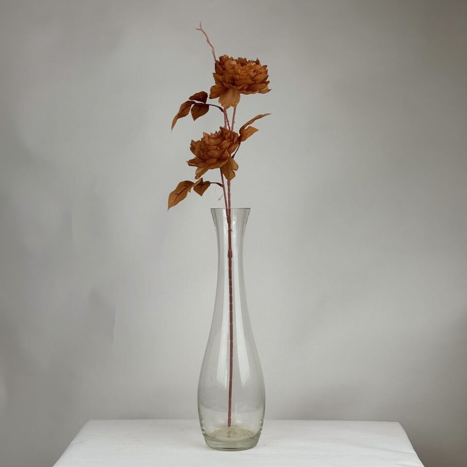 Yapay 2 Güllü Şakayık Çiçeği Dalı 77 cm Turuncu