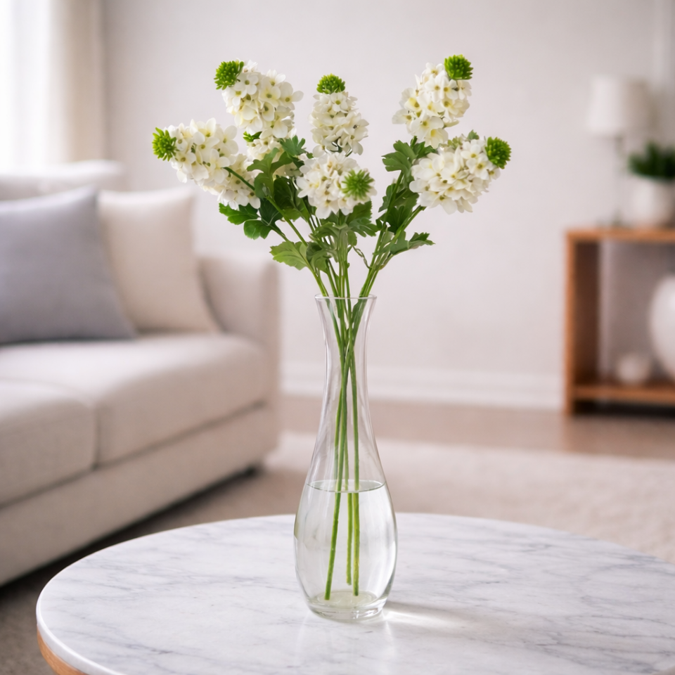 Yapay 3lü Sümbül Dalı 80 cm Beyaz