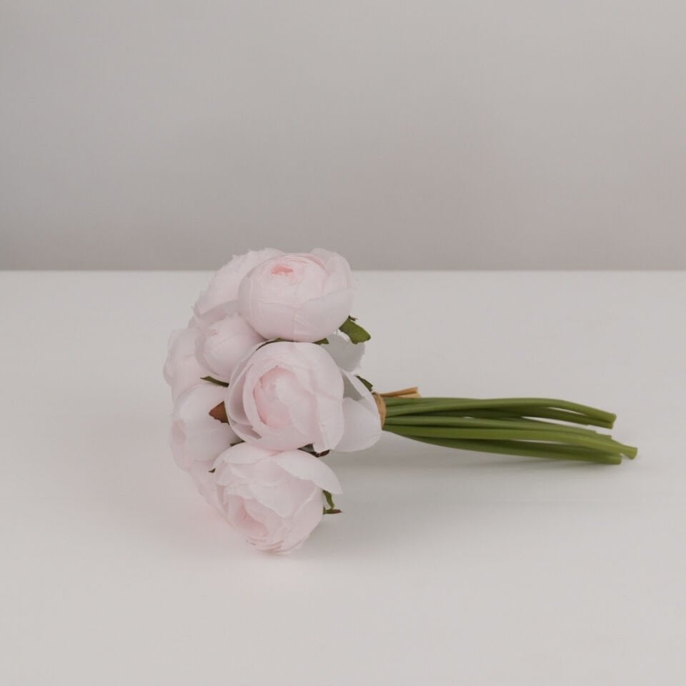 9lu Kaliteli Şakayık Gül Buketi Toz Pembe