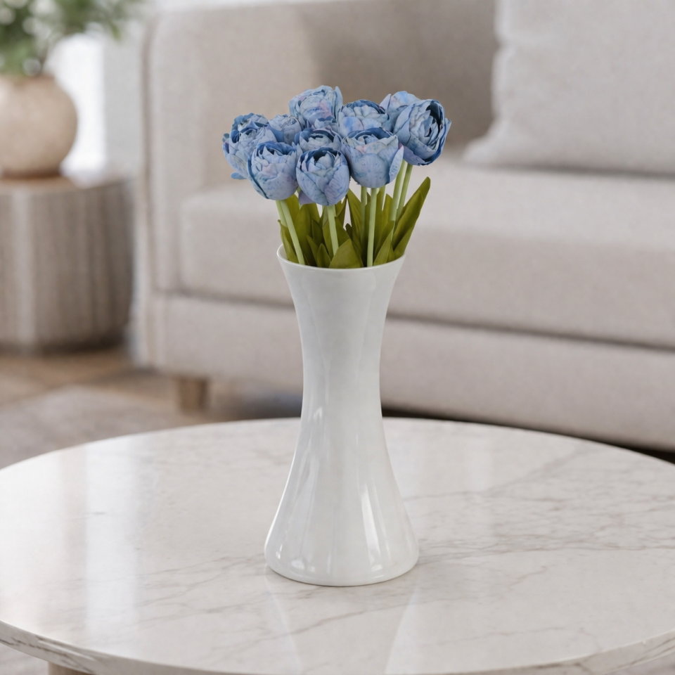 Yapay Çiçek 7li Lüx Kuru Model Lale Demeti 40 cm Mavi