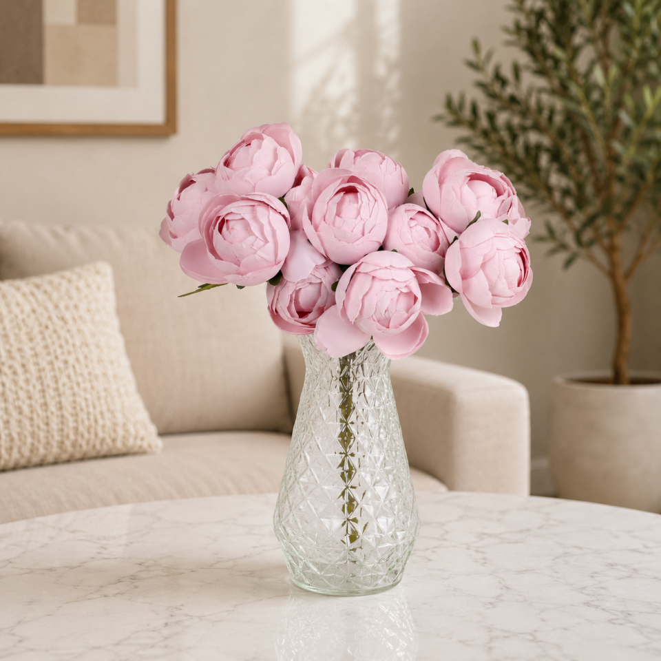 Yapay Çiçek 12li Şakayık Demeti 35 cm Pudra Pembe