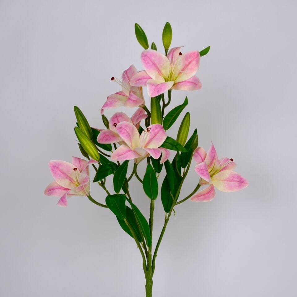 Yapay Çiçek Lüx Dev 6lı Vazo Lilyumu Buketi 60 cm Pembe