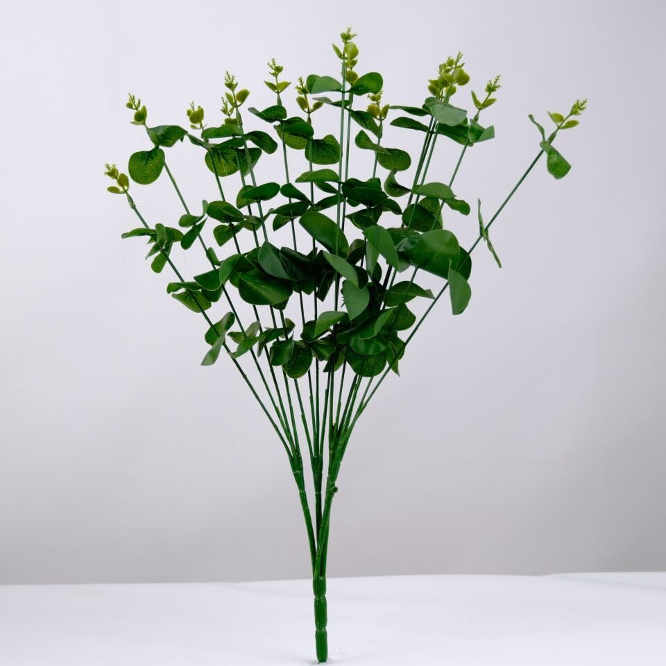 Yapay 16 Dallı Islak Okaliptus Bitkisi 47 Cm Canlı Yeşil