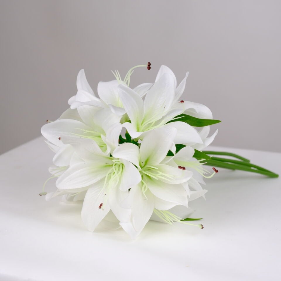 Yapay Lüx Lilyum Buketi 12li 35 cm Beyaz