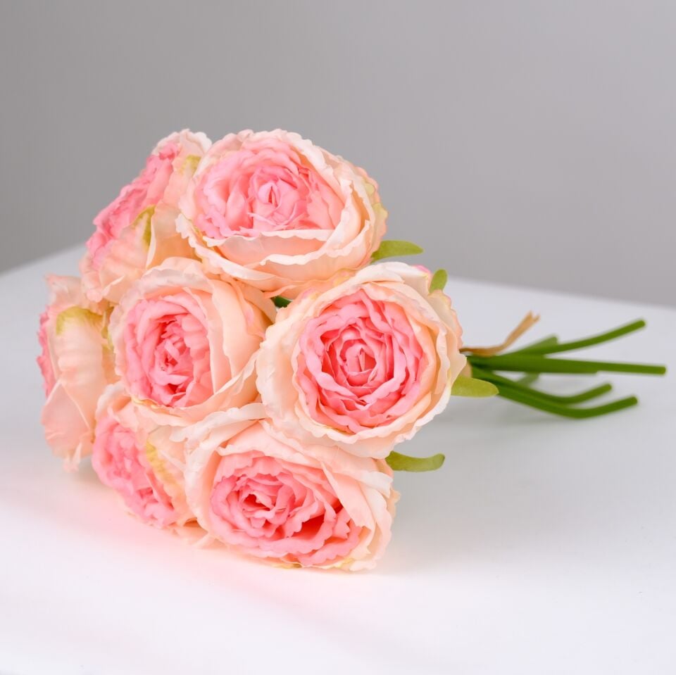 Yapay Premium 7li Kurumuş Nephis Gül Demeti 30 cm Pudra