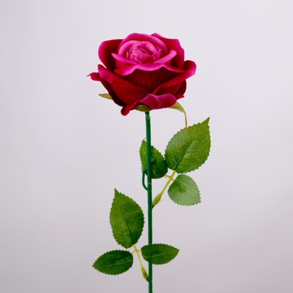 Yapay Kadife Gül Dalı 50 cm Fuşya
