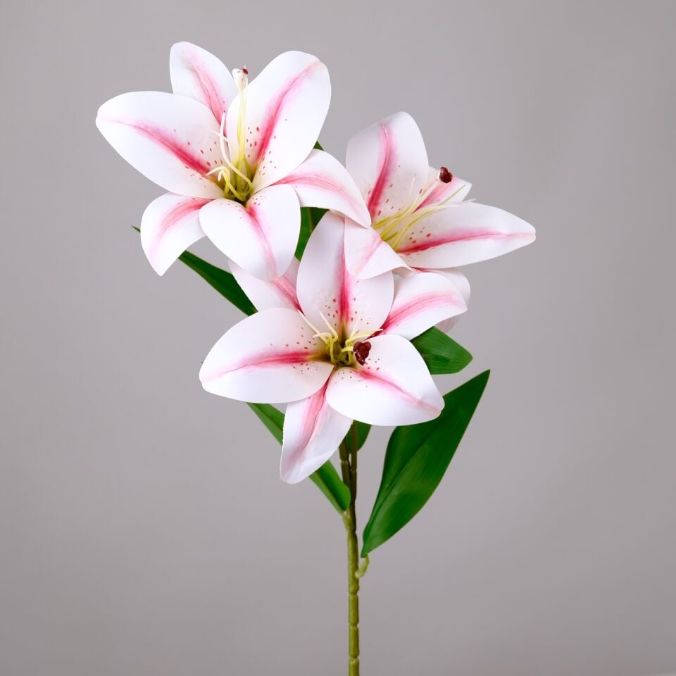 Yapay 3 Başlı Lüx Islak Kazablanka Lilyum Dalı 60 cm Pembe