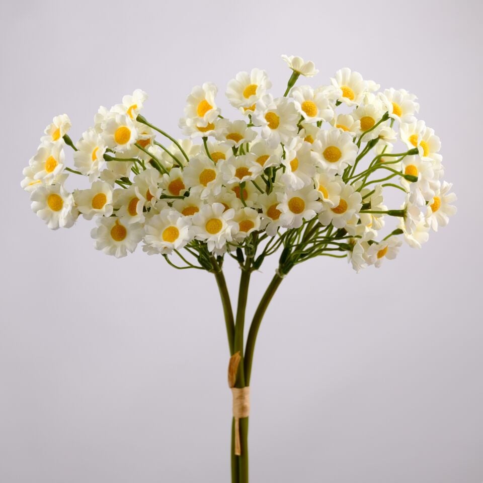 Yapay 100 Çiçekli Vadi Papatyası Demeti 35cm Beyaz