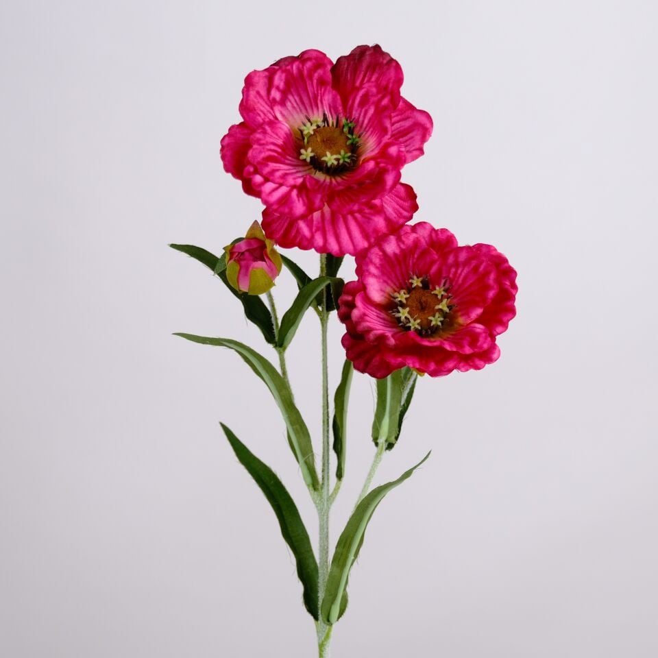 Yapay Premium Yumuşak Dokulu 3lü Arı Çiçeği Dalı 50 cm Pembe