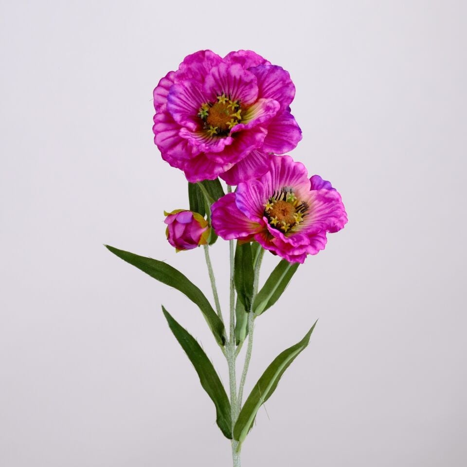 Yapay Premium Yumuşak Dokulu 3lü Arı Çiçeği Dalı 50 cm Mor
