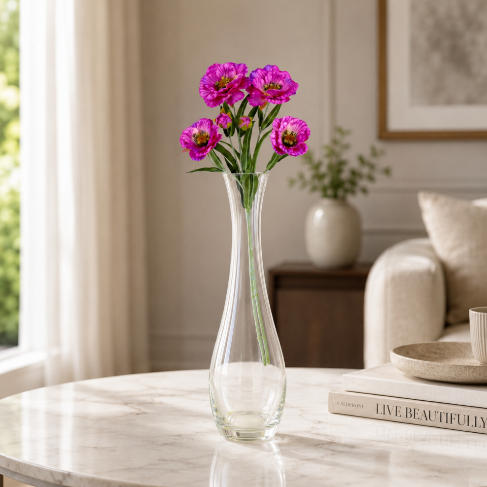 Yapay Premium Yumuşak Dokulu 3lü Arı Çiçeği Dalı 50 cm Mor