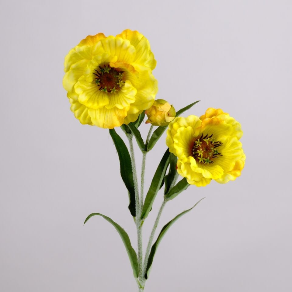 Yapay Premium Yumuşak Dokulu 3lü Arı Çiçeği Dalı 50 cm Sarı
