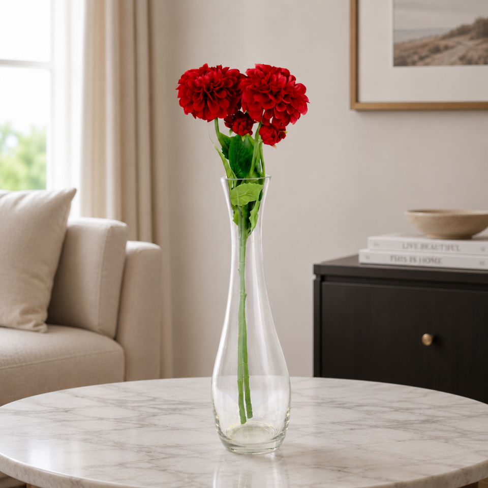 Yapay Çiçek Lüx Goncalı Zinnia Dalı 60 cm Bordo