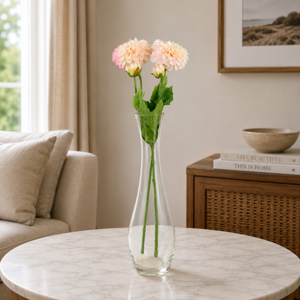 Yapay Çiçek Lüx Goncalı Zinnia Dalı 60 cm Ebruli Pembe