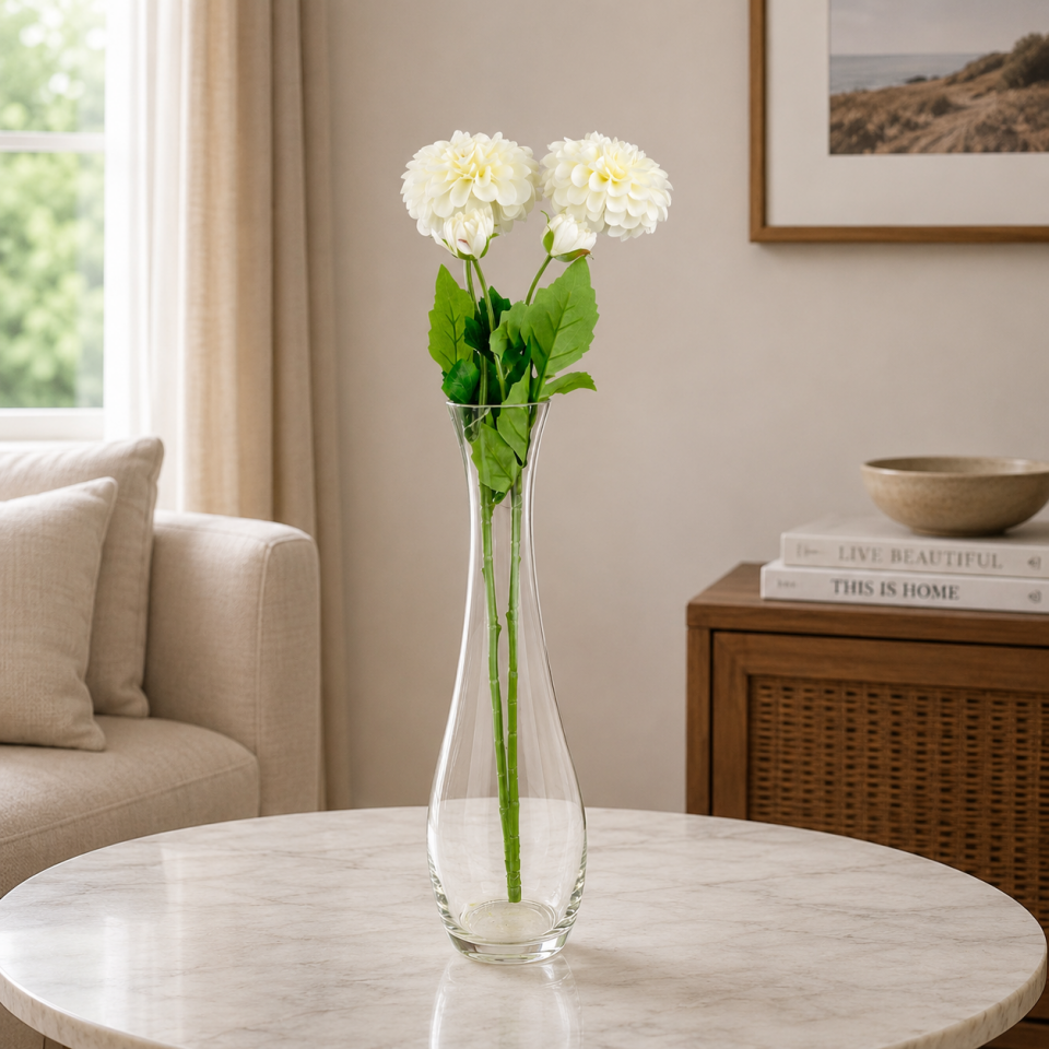Yapay Çiçek Lüx Goncalı Zinnia Dalı 60 cm Krem
