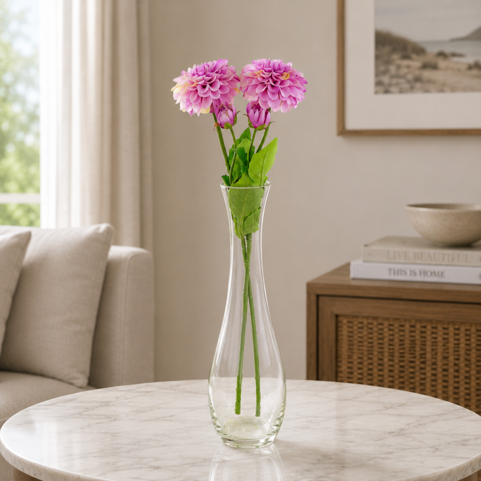 Yapay Çiçek Lüx Goncalı Zinnia Dalı 60 cm Pembe Krem