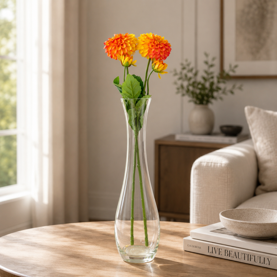 Yapay Çiçek Lüx Goncalı Zinnia Dalı 60 cm Sarı