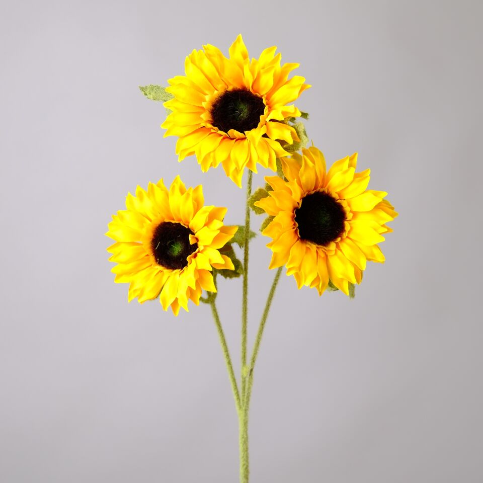 Yapay 3’lü Ayçiçeği Dalı 60 cm