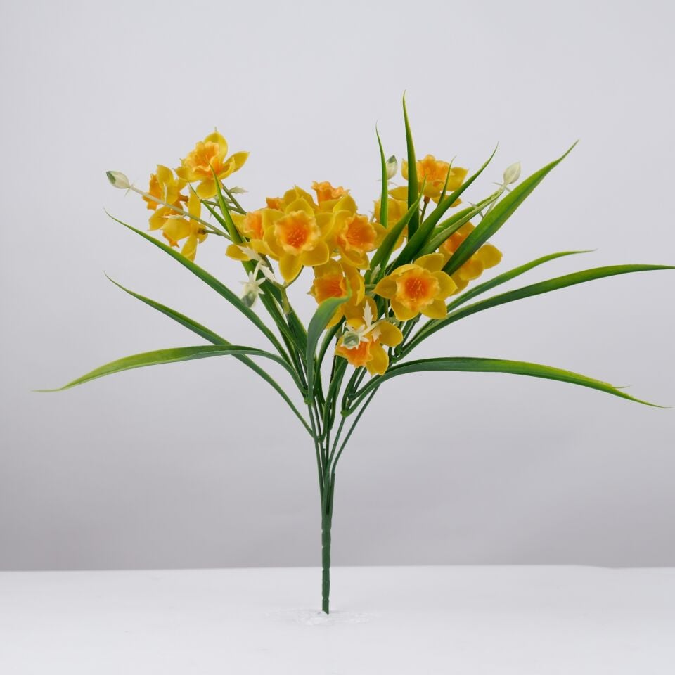 Yapay 15li Islak Nergis Buketi 35 cm Sarı
