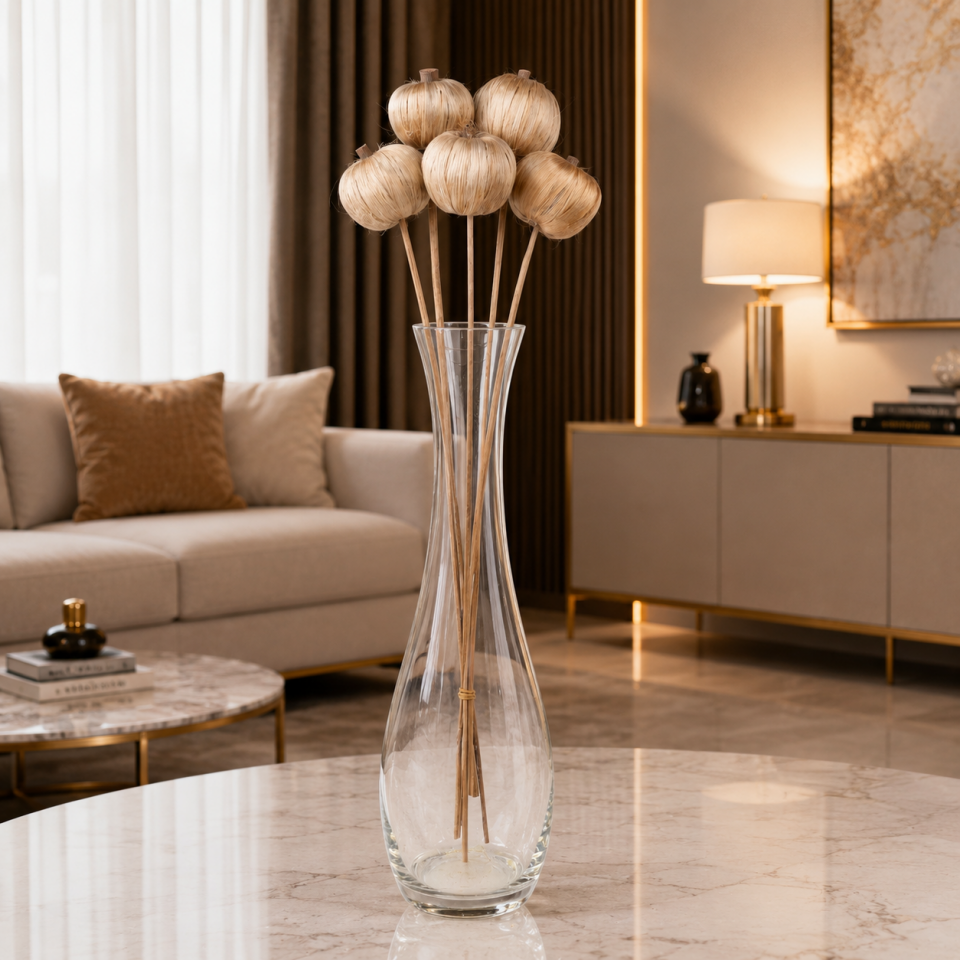 5'Lİ JUTE APPLE on STEM 6 cm 50cm Stem