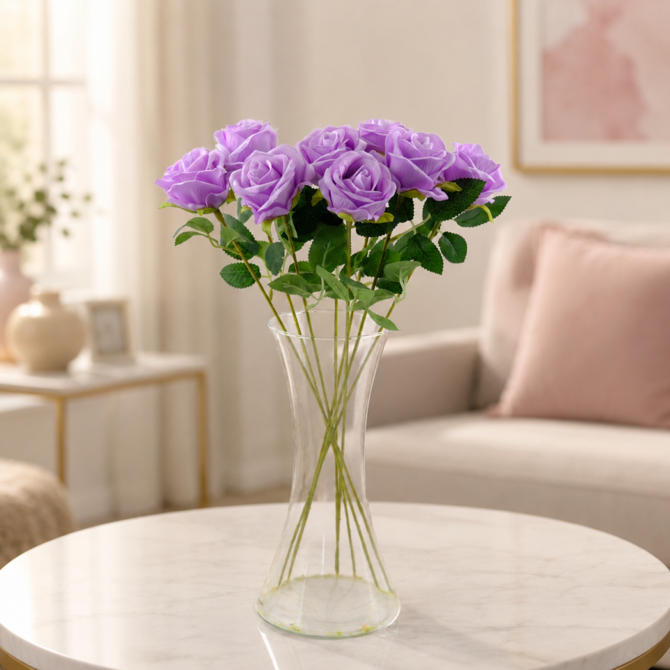 Yapay Kadife Gül Dalı 50 cm Lila