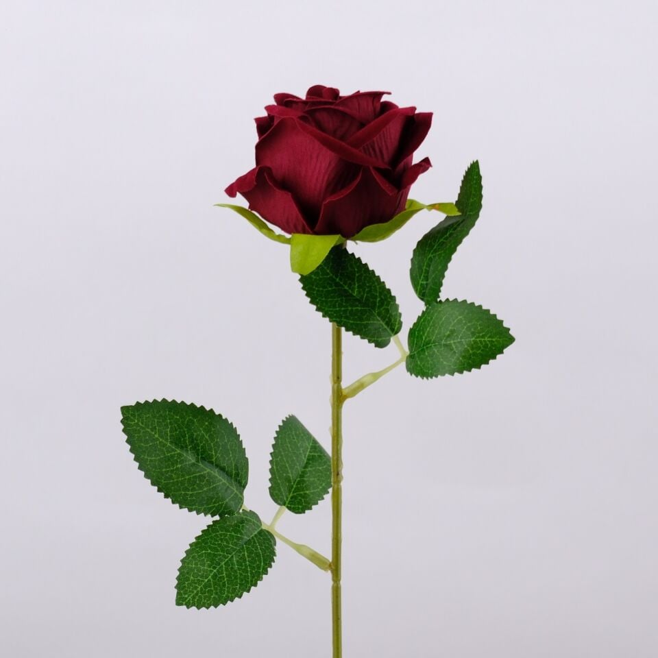 Yapay Kadife Gül Dalı 50 cm Bordo