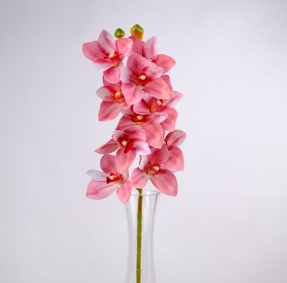 Yapay Islak Dokulu 10 Kandilli Singapur Orkide Çiçeği 75 cm Pembe