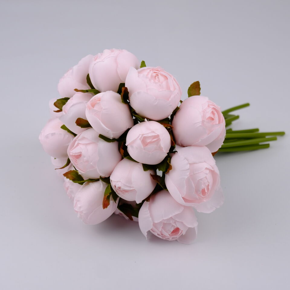 Yapay 17li Şakayık Güller Toz Pembe