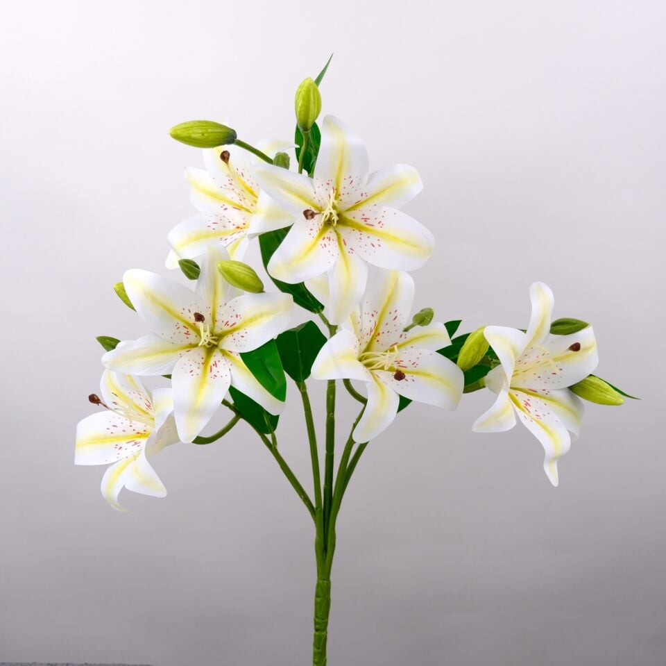 Yapay Çiçek Lüx Dev 6lı Vazo Lilyumu Buketi 60 cm Beyaz