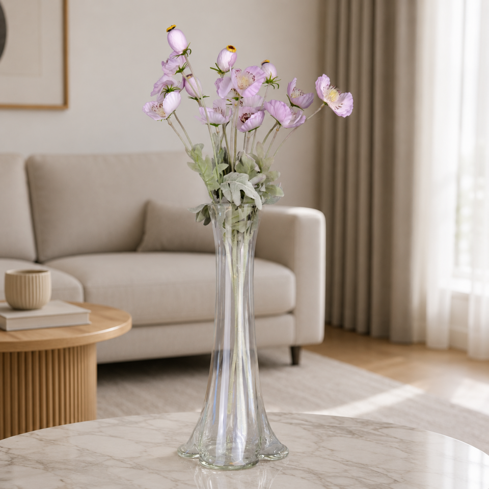 Yapay Çiçek 4'lü Tozlu Gelincik Dalı 60 cm Lila