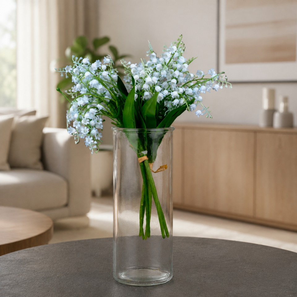 Yapay Lüx 3 Dallı Müge Çiçeği 30 cm Turkuaz