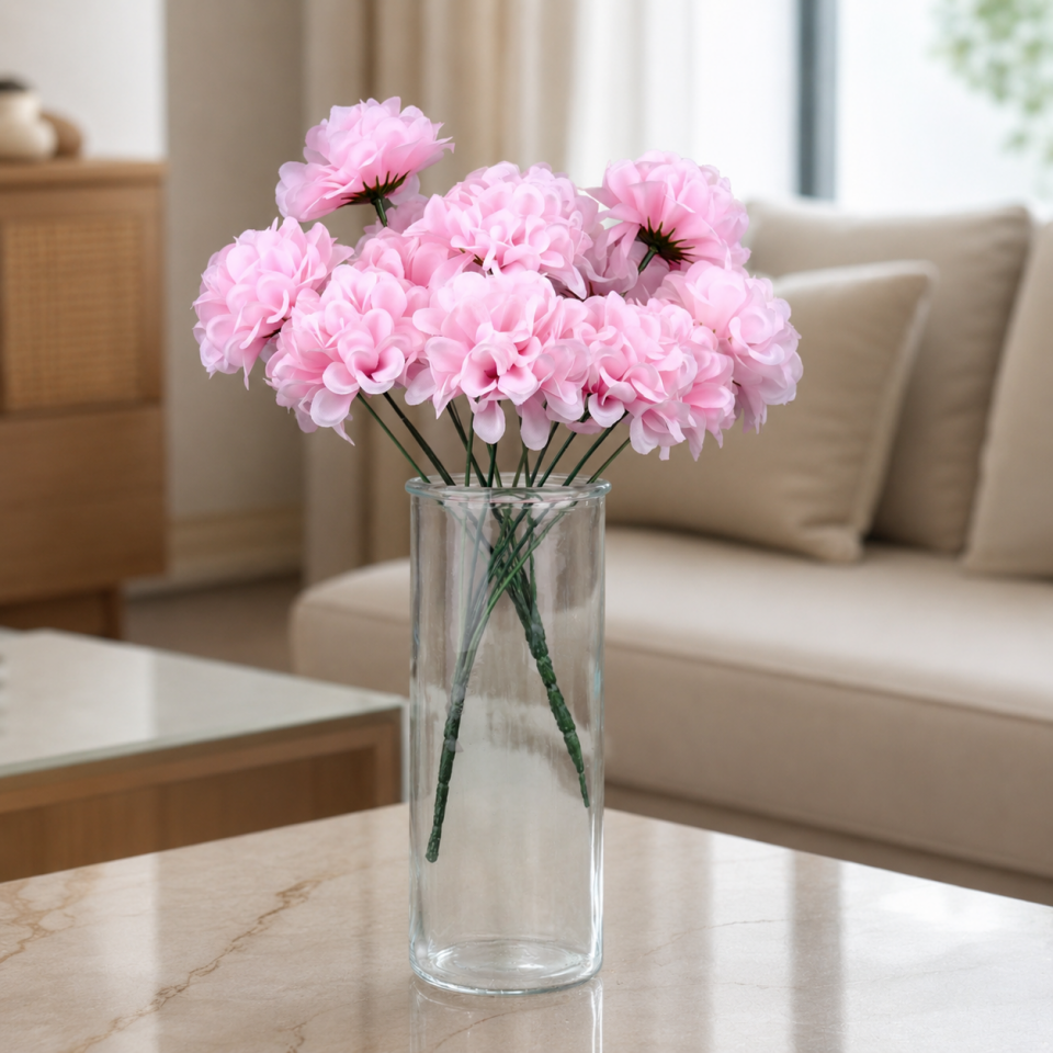 Yapay Çiçek 7 Dallı Eko Kasımpatı Demeti 30 cm Pembe