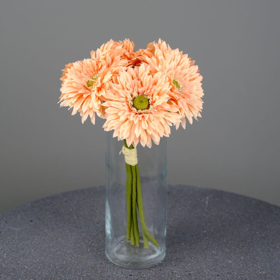 Yapay Çiçek 6lı Kaliteli Saçaklı İri Gerbera Buketi Somon