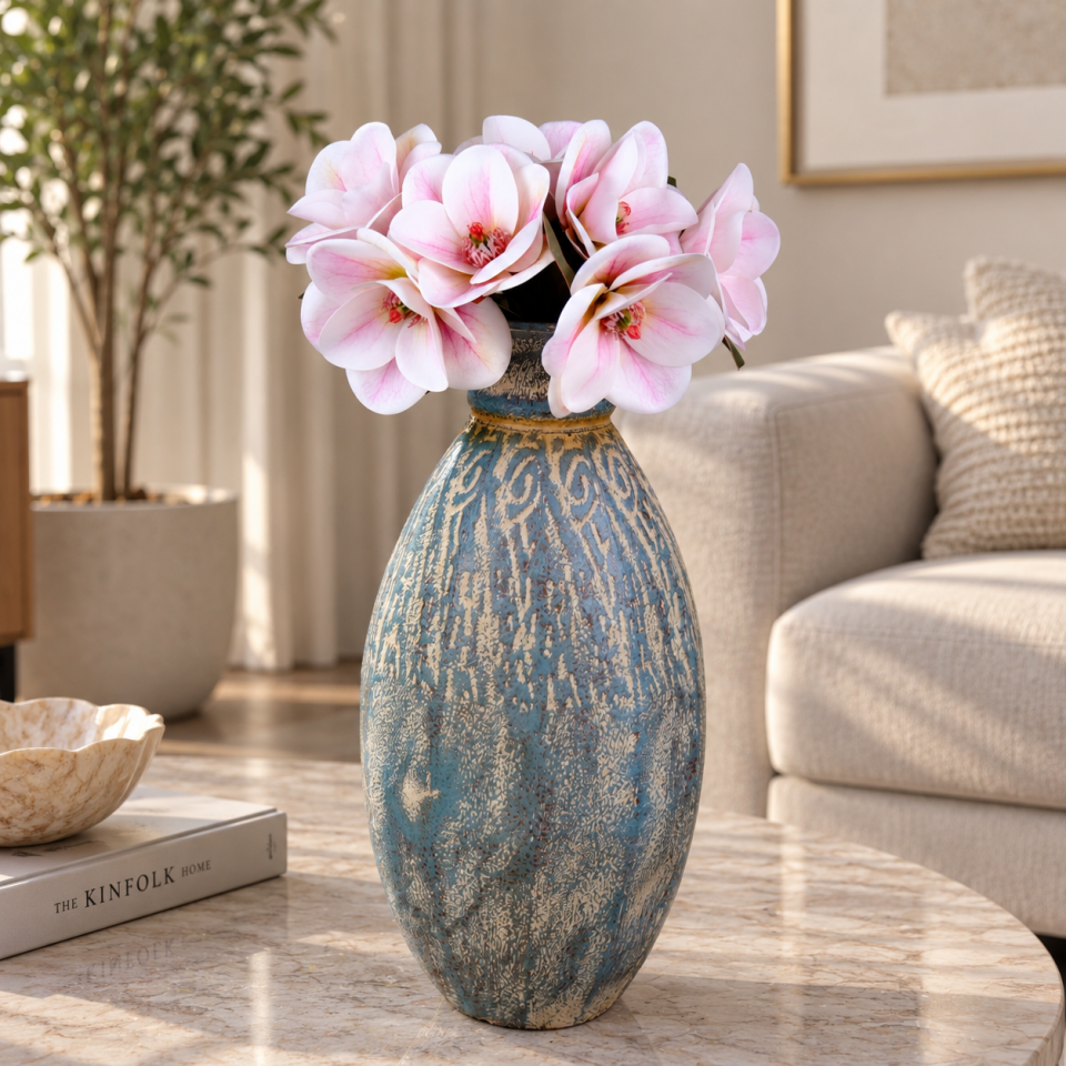 Yapay 7 Dallı Islak Manolya 40 cm Lila
