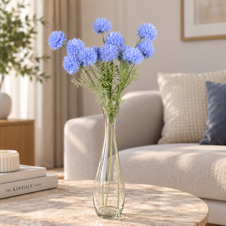 Yapay Top Krizantem Dalı Mavi 78cm