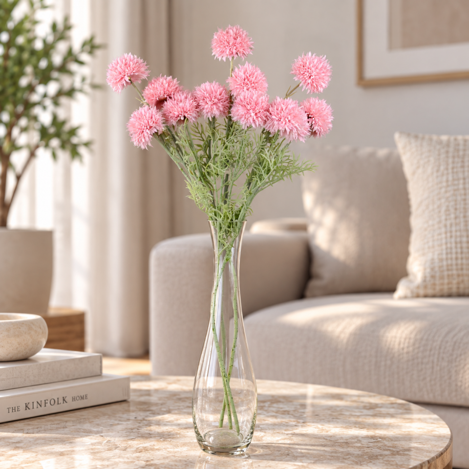 Yapay Top Krizantem Dalı Pembe 78cm