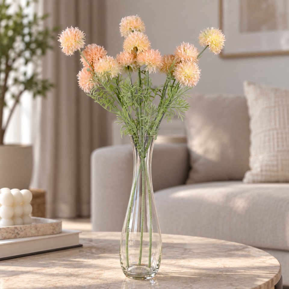 Yapay Top Krizantem Dalı Somon 78cm