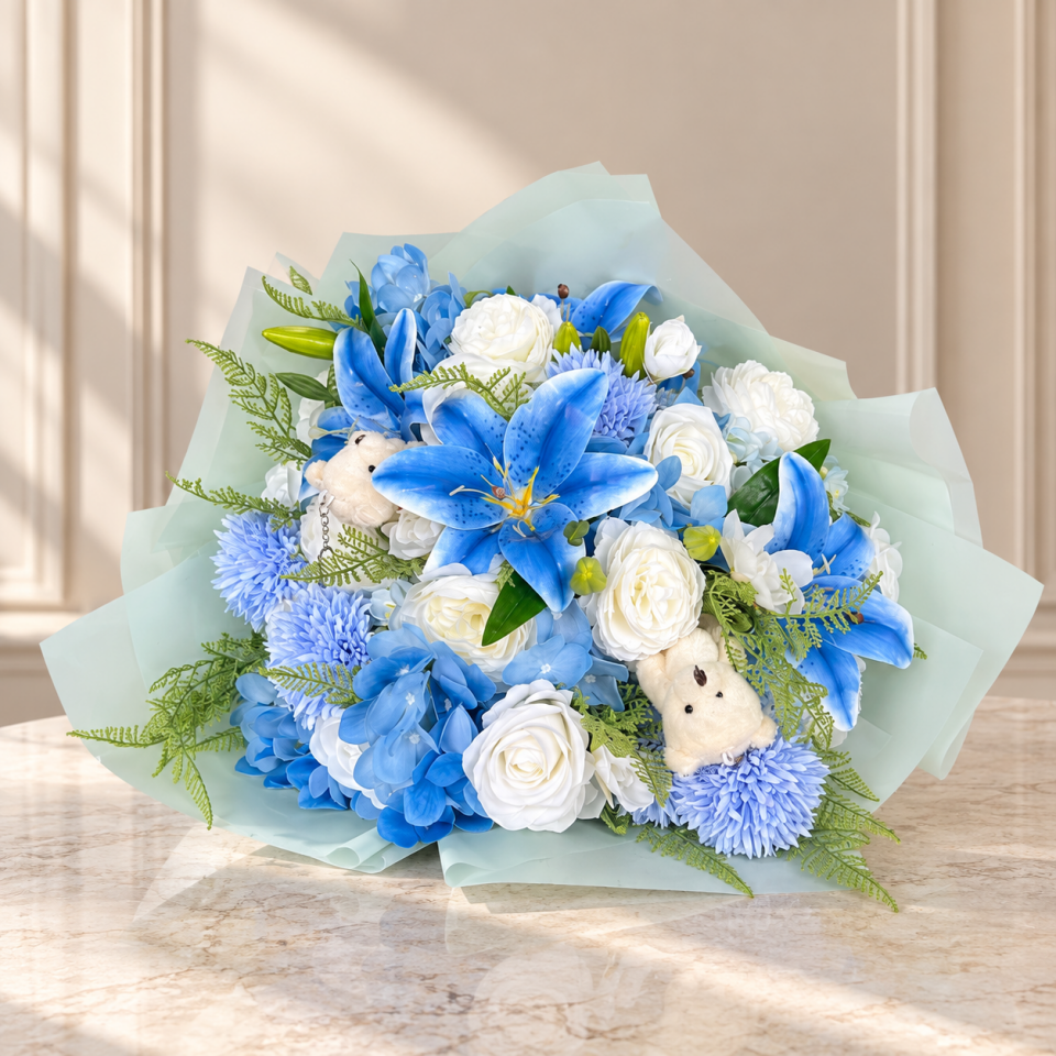 Blue Dream Bouquet – Yapay Çiçek Buketi