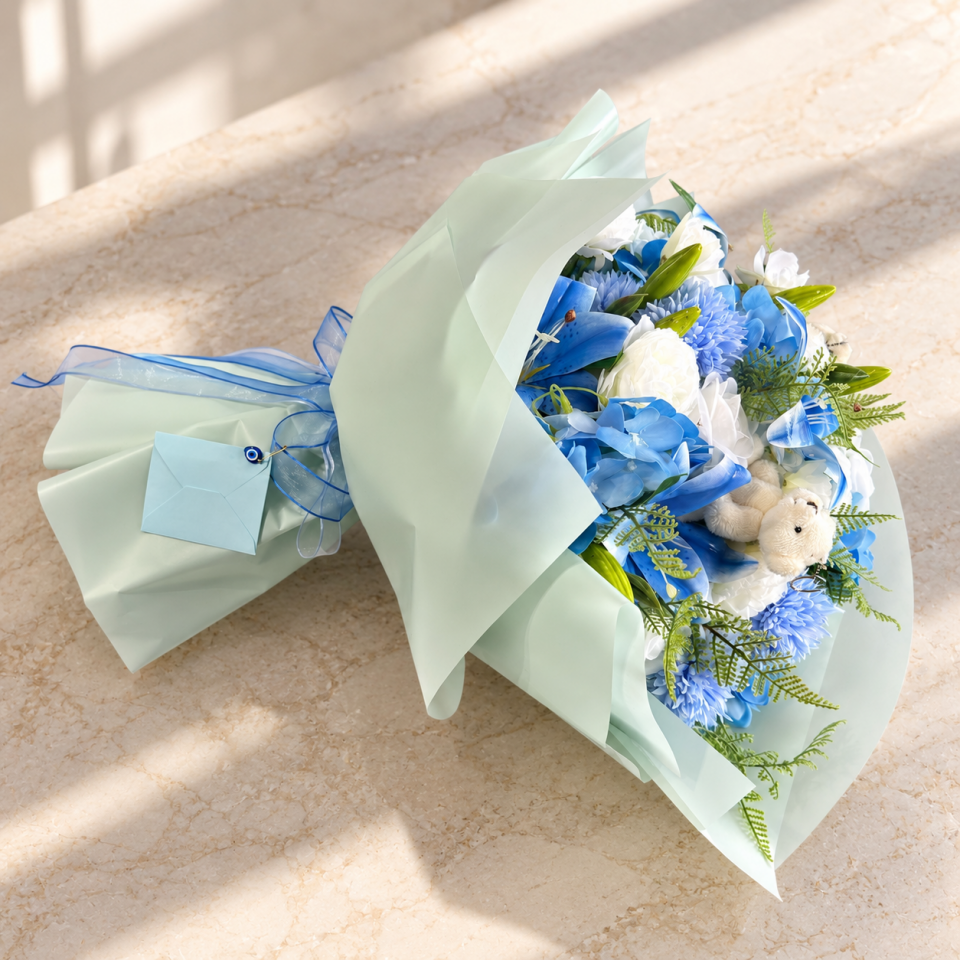 Blue Dream Bouquet – Yapay Çiçek Buketi