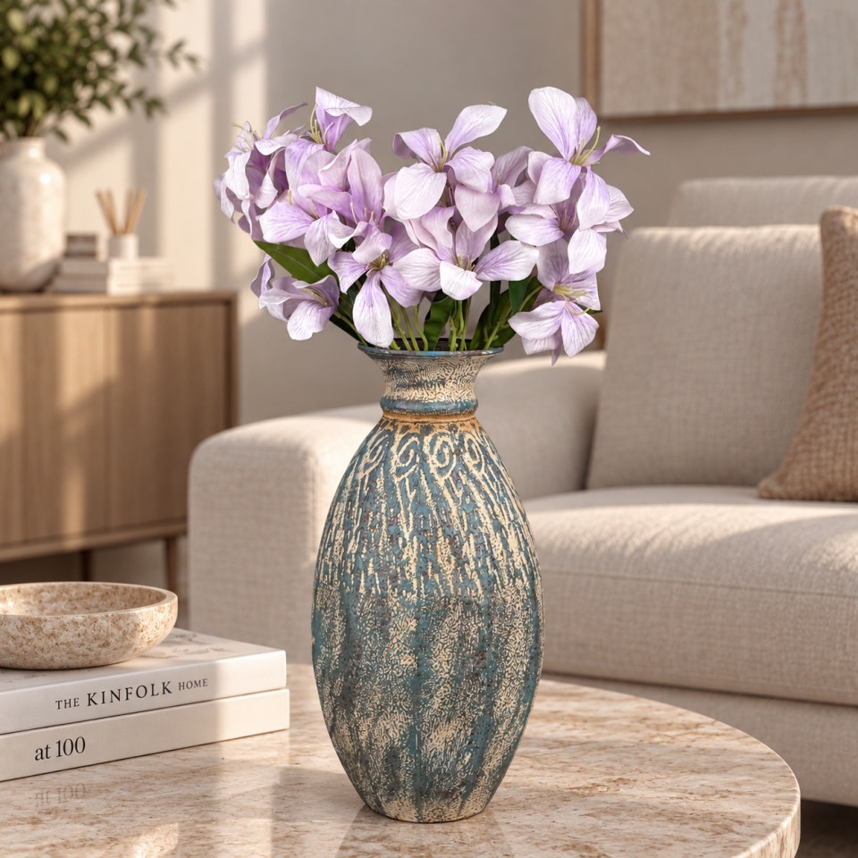 65 cm Yapay Zambak [Lilyum] Çiçeği 3 Dal 6 Kafa -Lila