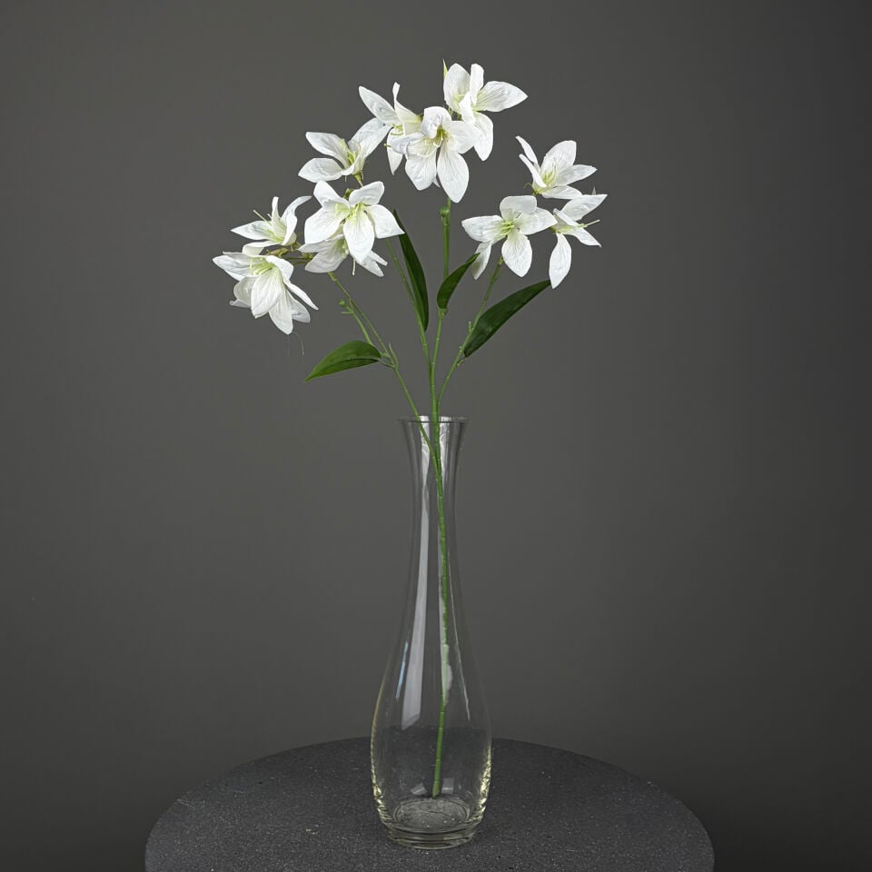 Yapay Tek Dal 12 Kafa Zambak (Lilyum) 85 cm - Beyaz