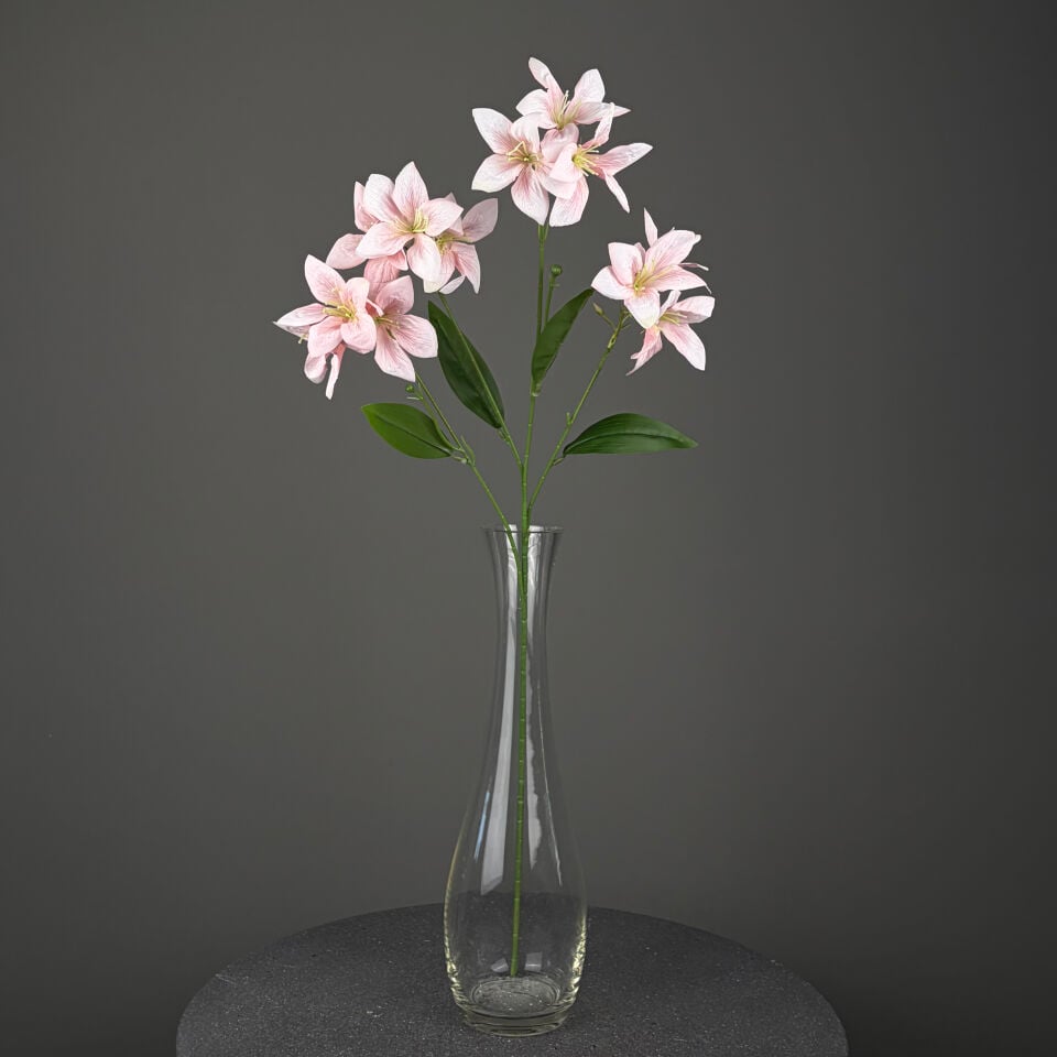 Yapay Tek Dal 12 Kafa Zambak (Lilyum) 85 cm - Pembe