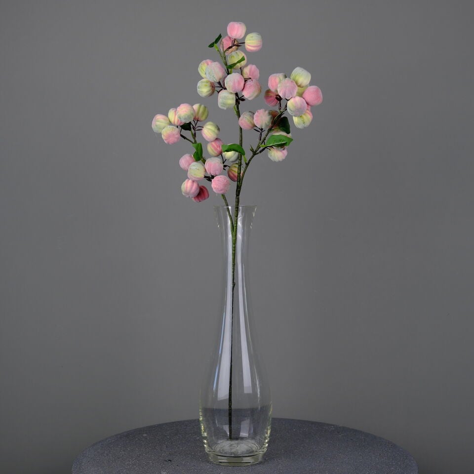 Yapay Şeftali Dalı 75 cm Pembe-Yeşil detaylı